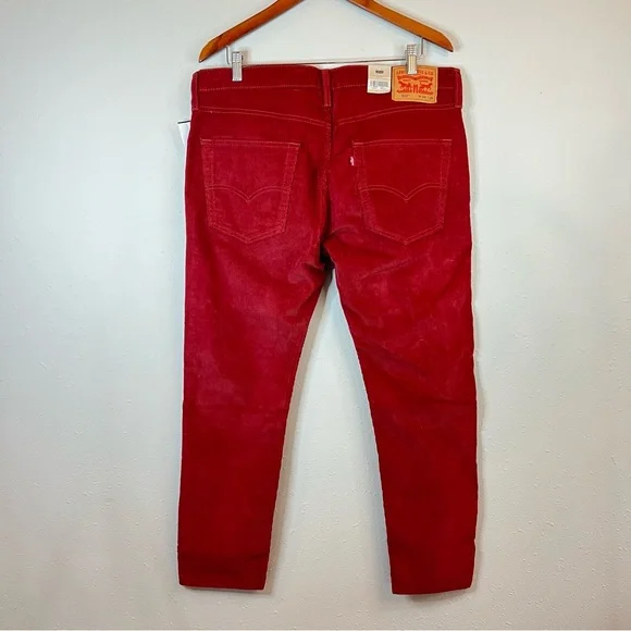 Levi’s 512 Men’s Slim Fit Taper Corduroy Brick Red Jeans Size 36 NWT